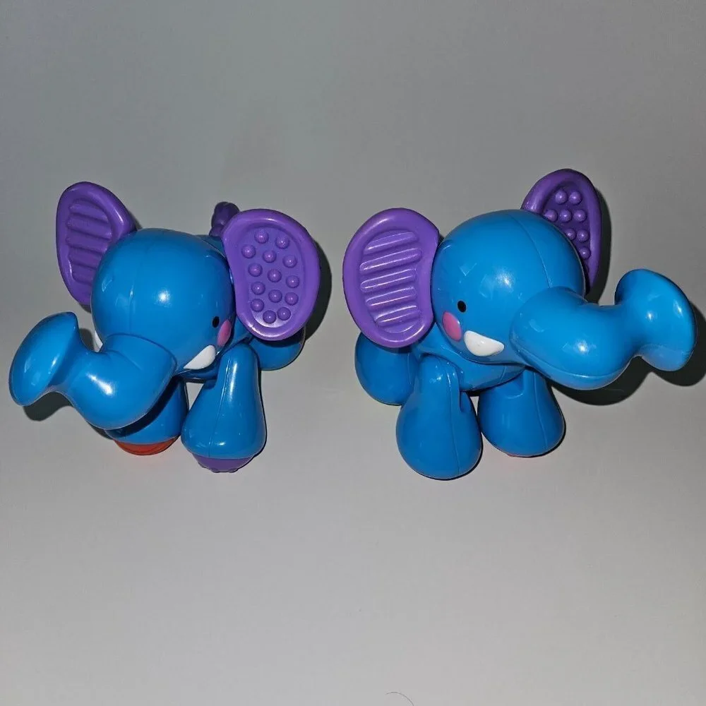 2 Fisher Price Blue Elephant Lot Amazing Animals Train Accessories Click Clack